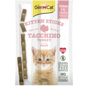 GimCat Kitten Stick Tacchino e Calcio x3