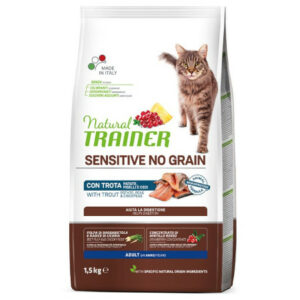 Natural Trainer Adult Sensitive No Grain Crocchette Gatto Monoproteiche gusto Trota